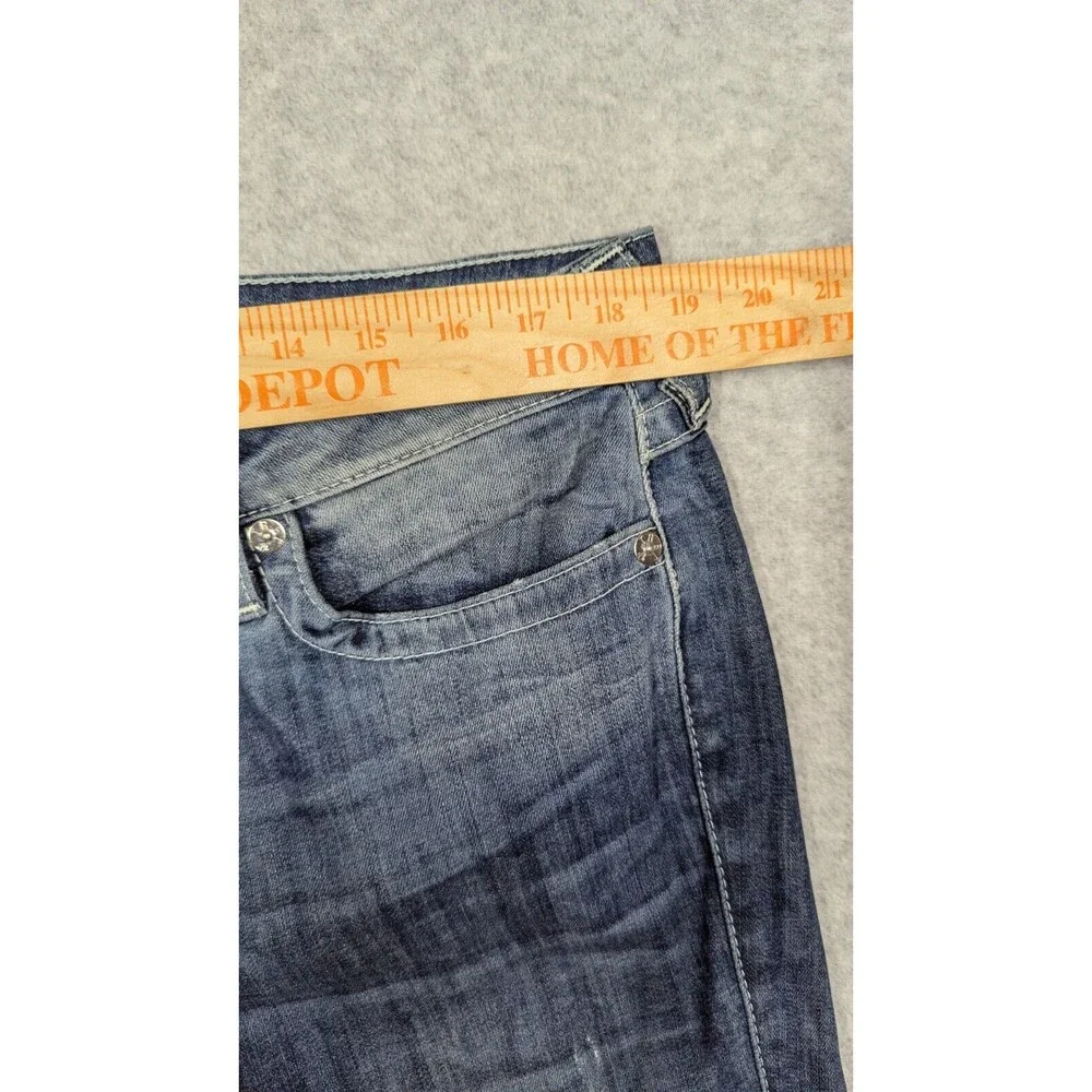 True Religion Men Jeans 36x30 Skinny Whiskering Flap Pockets Light Distress Dark